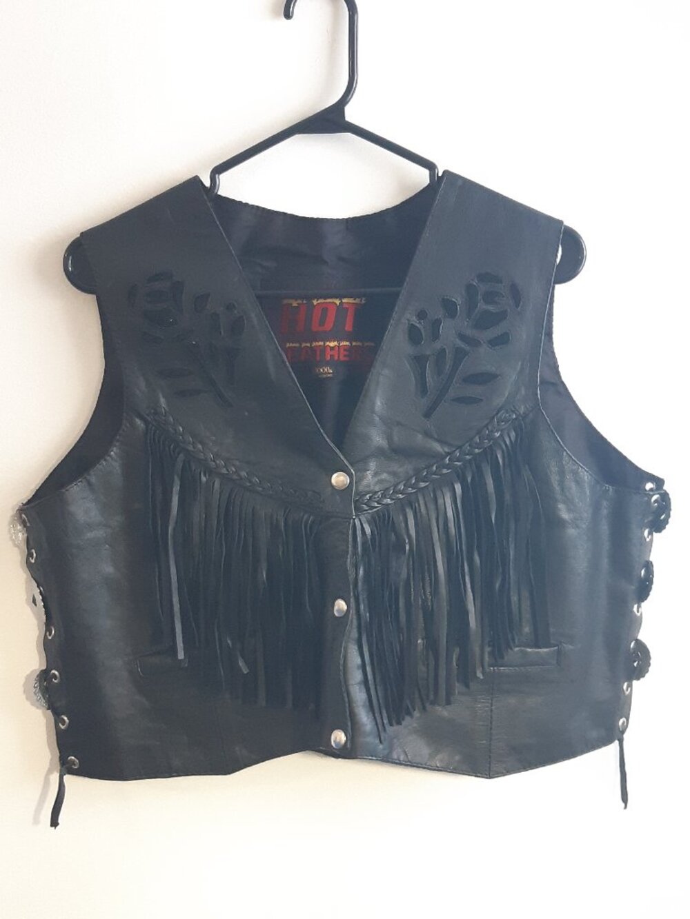 Hot Leather Genuine Leather Fringe Vest XXXL Black Biker Motorcycle WesternStyle
